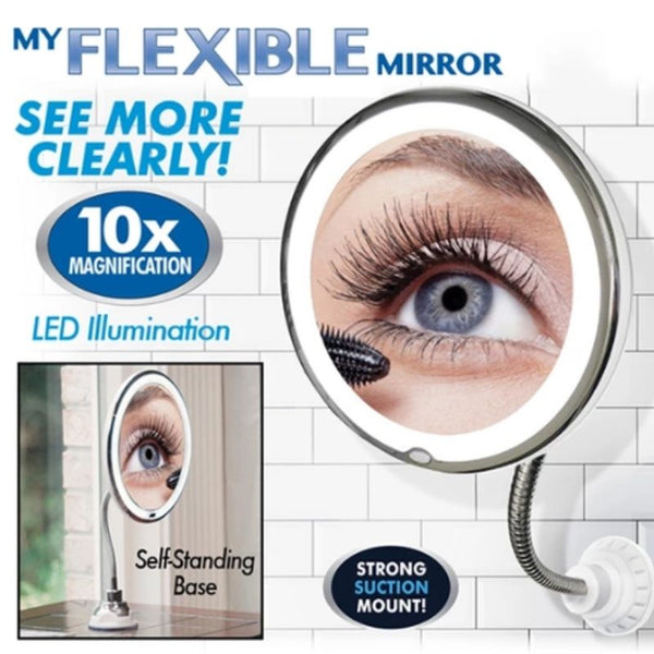 10X Magnifying LED Lighted Flexible Mirror