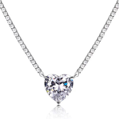 Heart Zircon Sterling Silver  Necklace