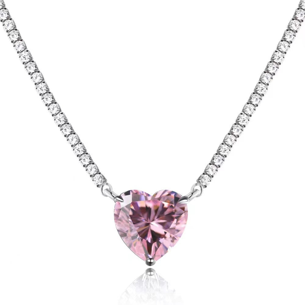 Heart Zircon Sterling Silver  Necklace