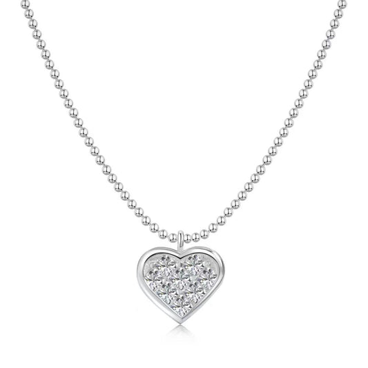 Heart Pendant Zircon Sterling Silver Necklace