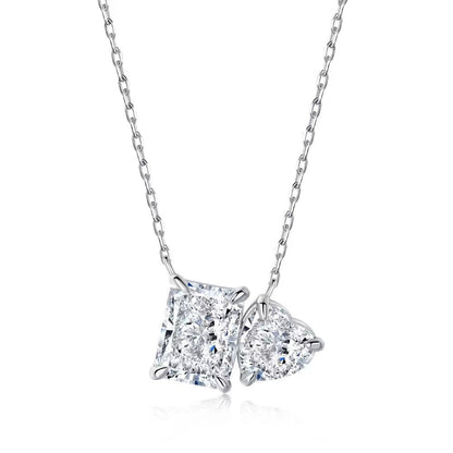 Heart Radiant Sterling Silver Zircon Necklace