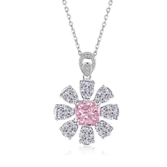 Flower Zircon Sterling Silver Necklace