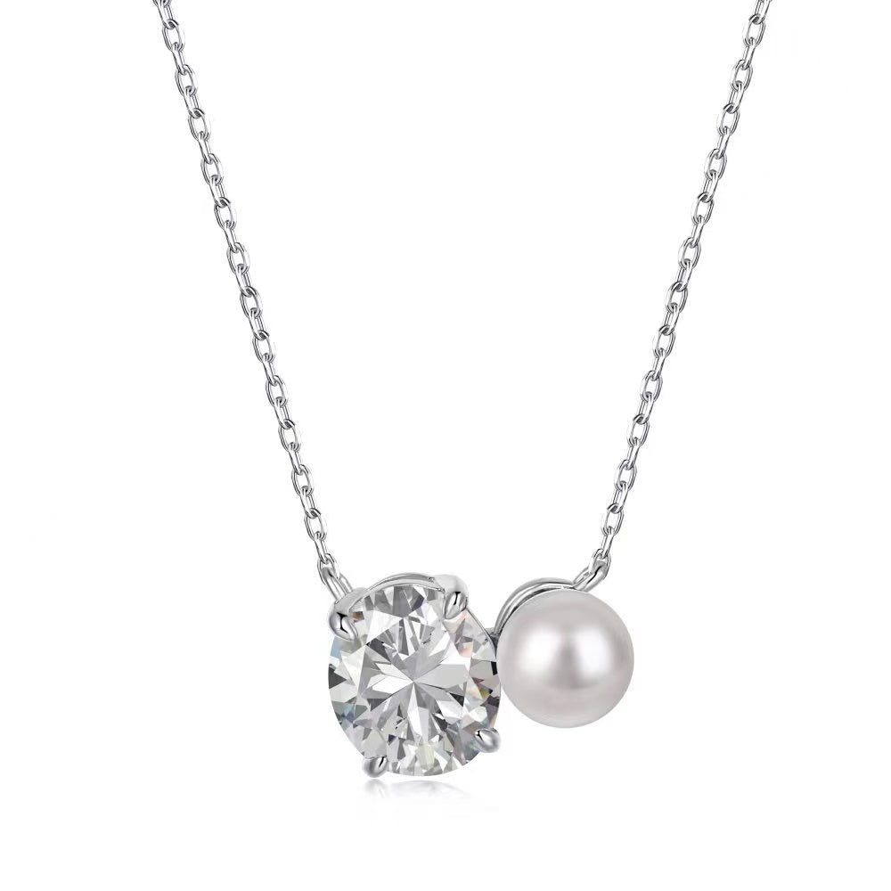 Pearl Oval Sterling Silver Necklace