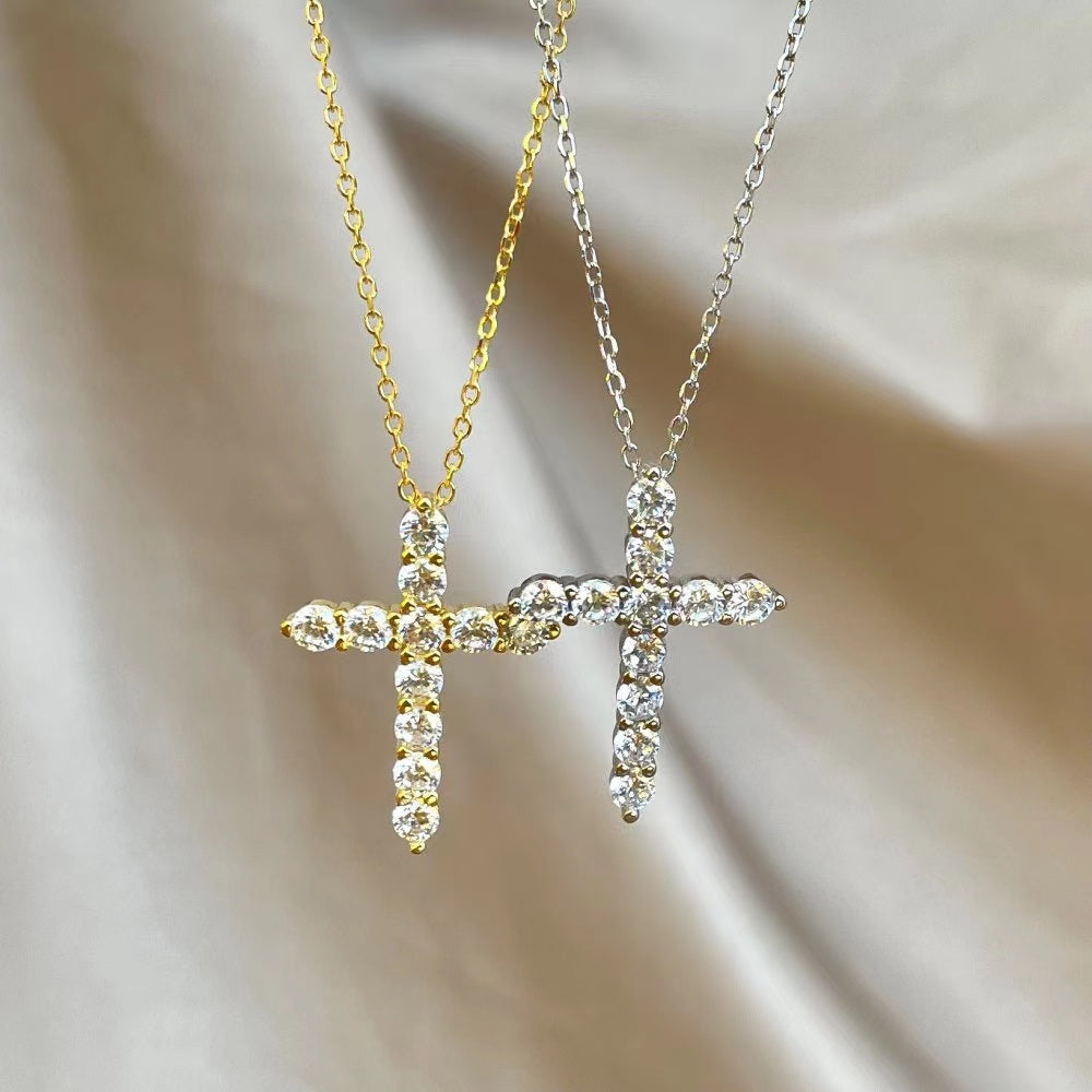 Cross Zircon Sterling Silver Necklace