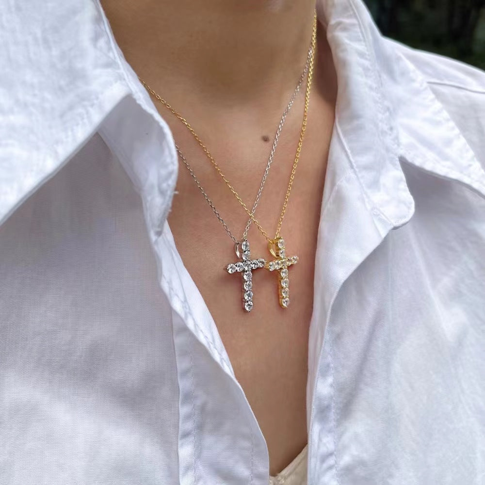 Cross Zircon Sterling Silver Necklace