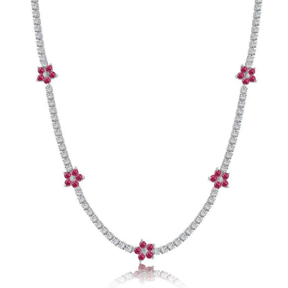 Flower Zircon Sterling Silver Necklace