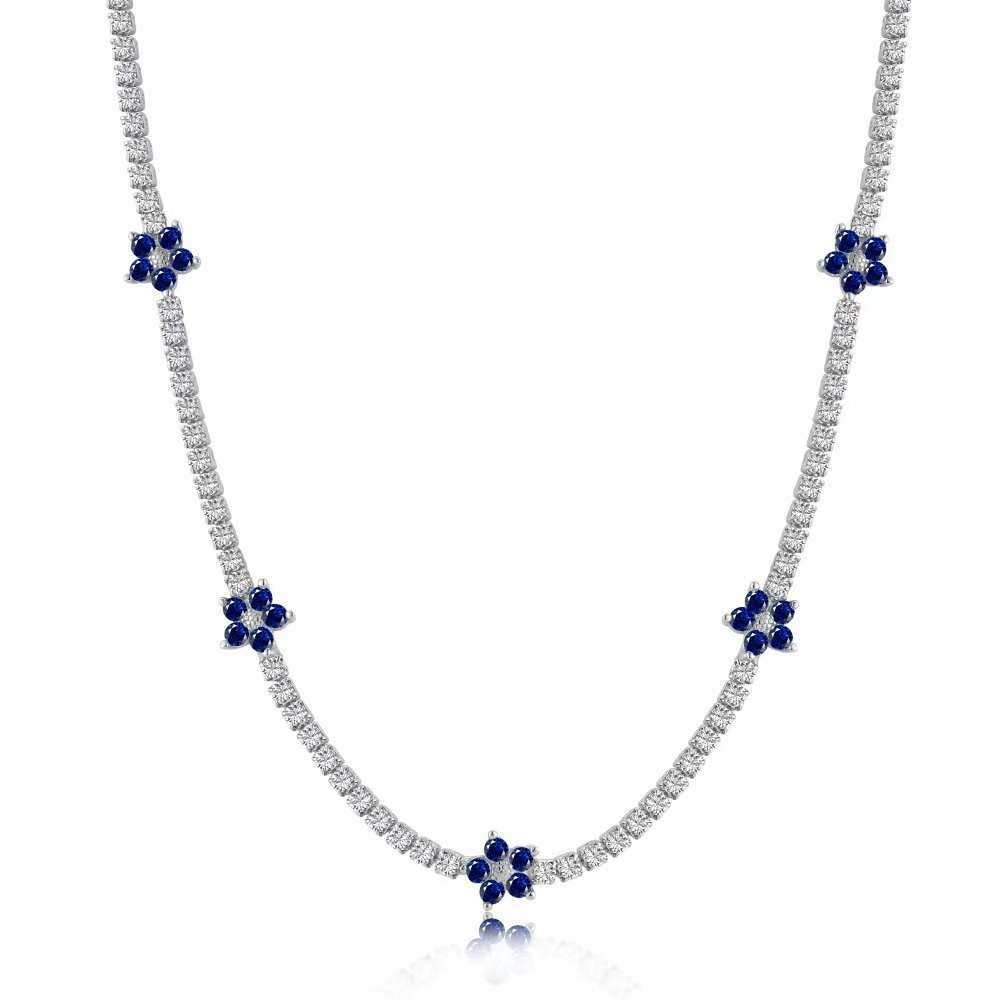 Flower Zircon Sterling Silver Necklace