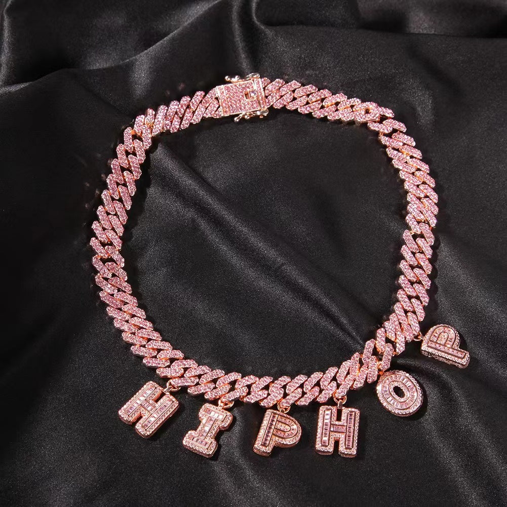 Custom Made Letter Cuban Chain Necklace 13MM