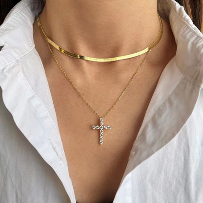 Cross Zircon Sterling Silver Necklace