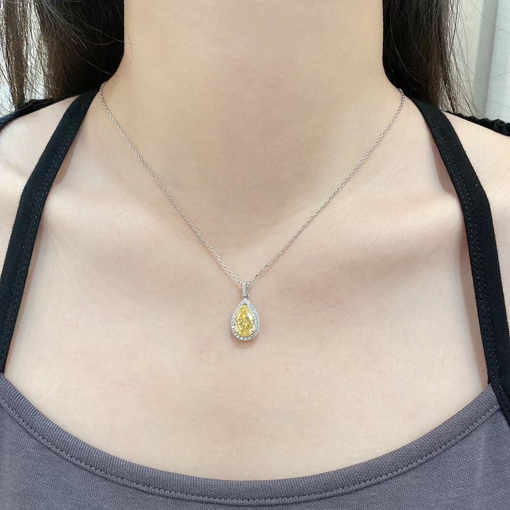 Drop Tear Zircon Sterling Silver Necklace