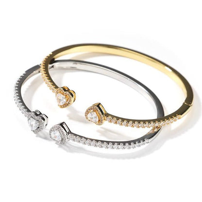 Heart Zircon Bangle Bracelet