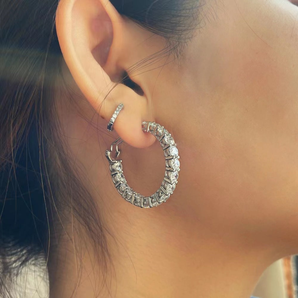 Twinkle Sterling Silver Hoops Earrings