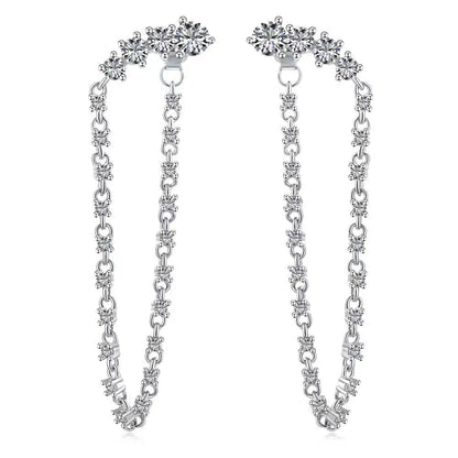 Luxury Droop Chain Sterling Silver Earrings