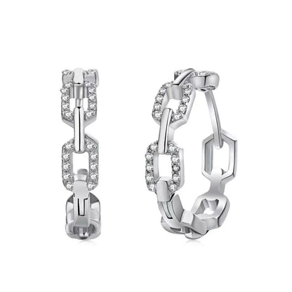 Clip Zircon Sterling Silver Hoops Earrings