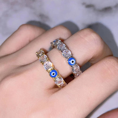 Evil Eye Zircon Ring Band