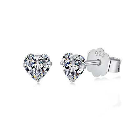 Classic Heart Zircon Sterling Silver Earrings