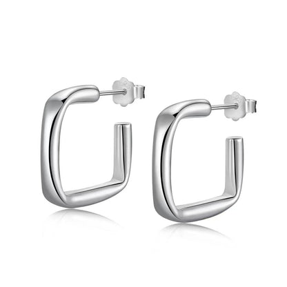 Square Sterling Silver 18K Hoops Earrings