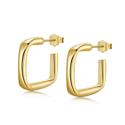 Square Sterling Silver 18K Hoops Earrings