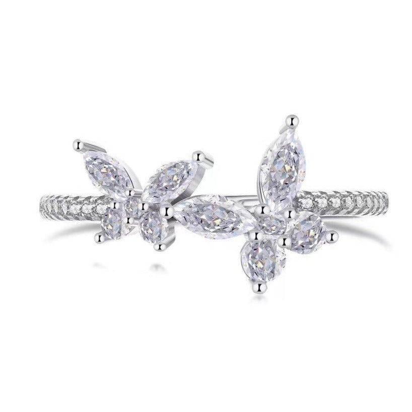 Butterfly Zircon Sterling Silver Ring