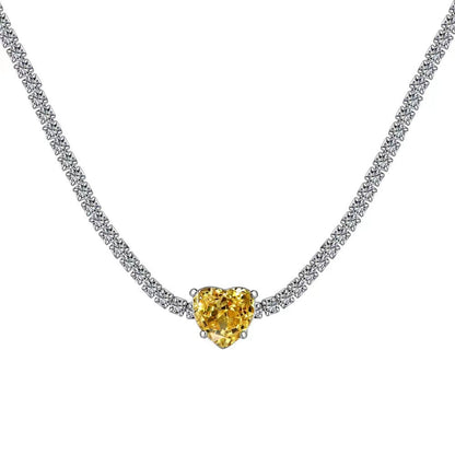 Luxury Heart Zircon Sterling Silver Tennis Necklace