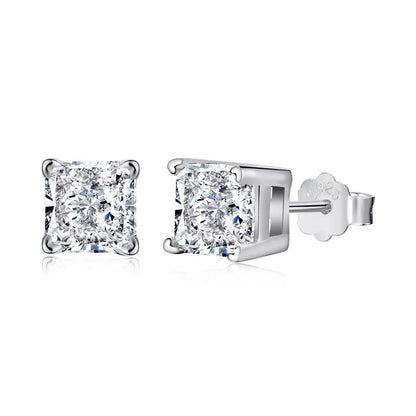 Classic  Princess Zircon Sterling Silver Earrings