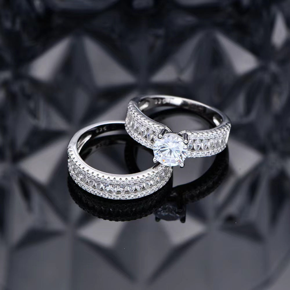 Engagement Sterling Silver Ring Set+Set Ring Box