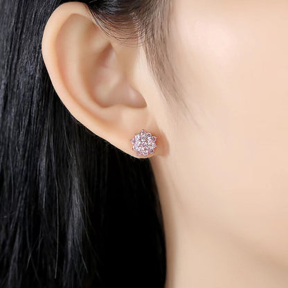 Luxury Zircon Flower Sterling Silver Earrings