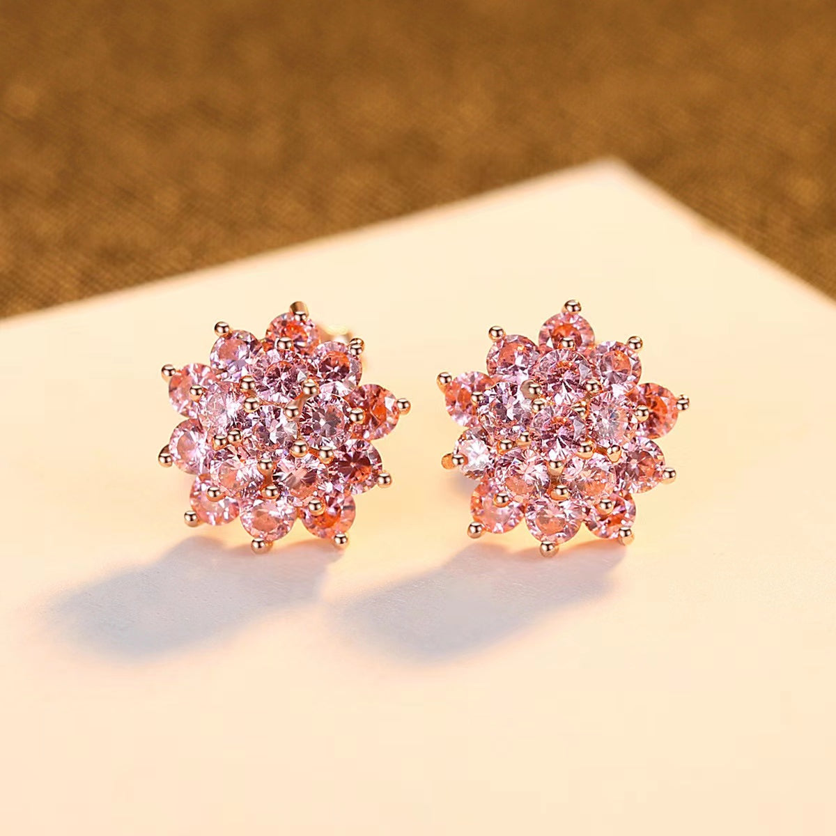 Luxury Zircon Flower Sterling Silver Earrings