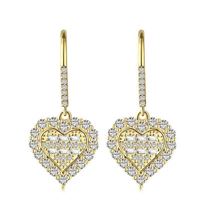 Luxury Heart Sterling Silver Earrings