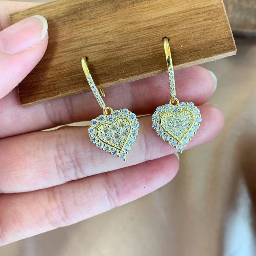 Luxury Heart Sterling Silver Earrings