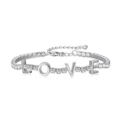 Love Sterling Silver 18K Tennis Bracelet