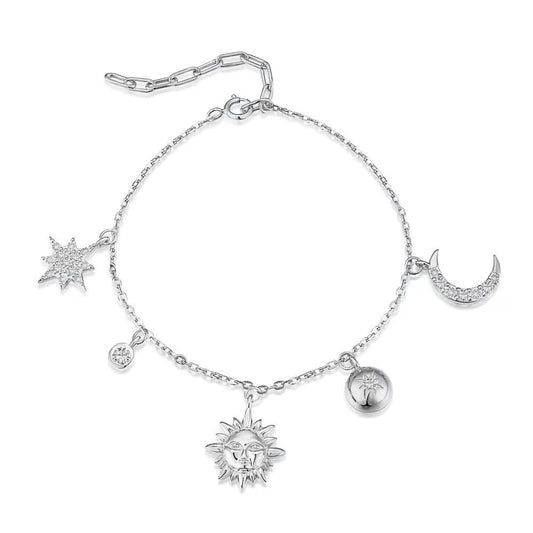 Sun and Moon Sterling Silver 18K Bracelet