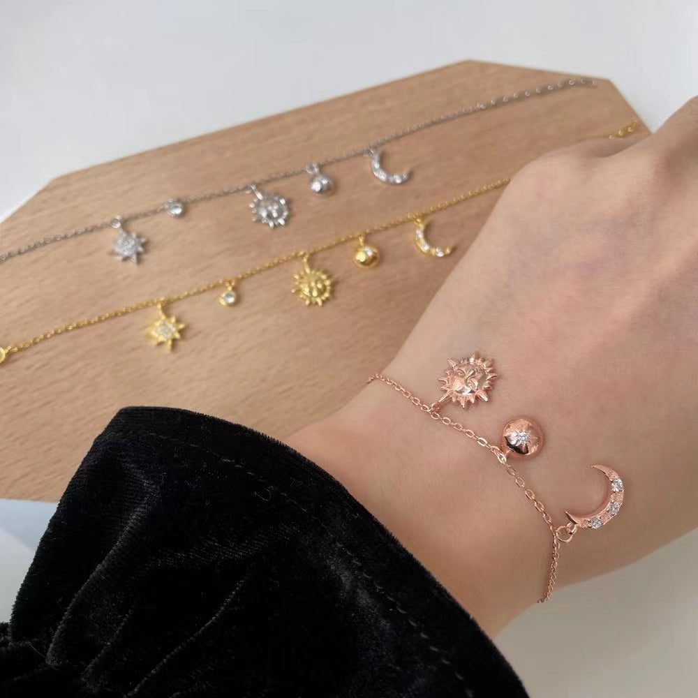 Sun and Moon Sterling Silver 18K Bracelet