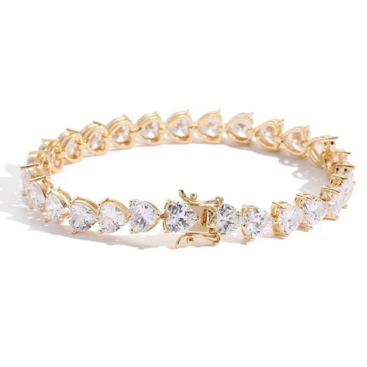 7mm Heart Zircon Tennis Bracelet