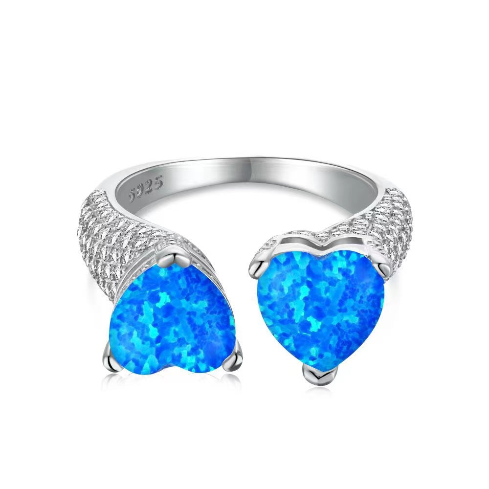 Ocean Love Heart Sterling Silver Ring