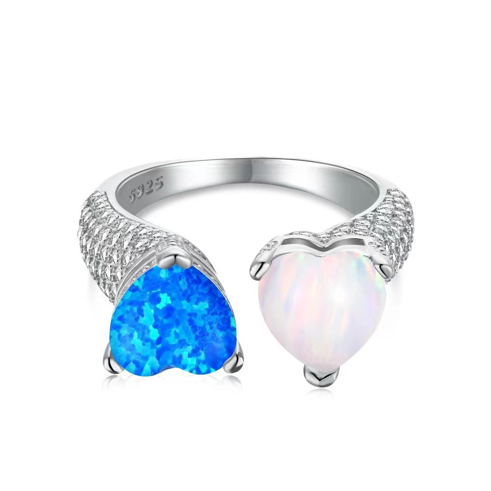 Ocean Love Heart Sterling Silver Ring