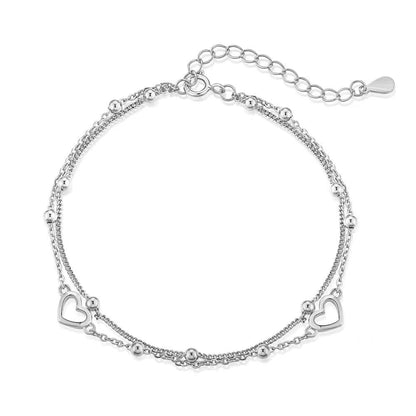 Double Chain Love Sterling Silver 18K Bracelet