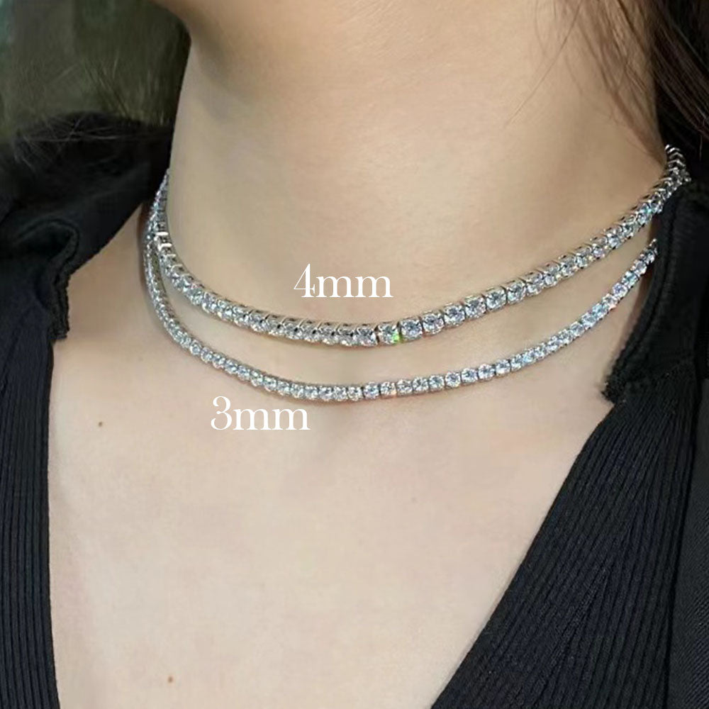 Sterling Silver Tennis Necklace Chocker