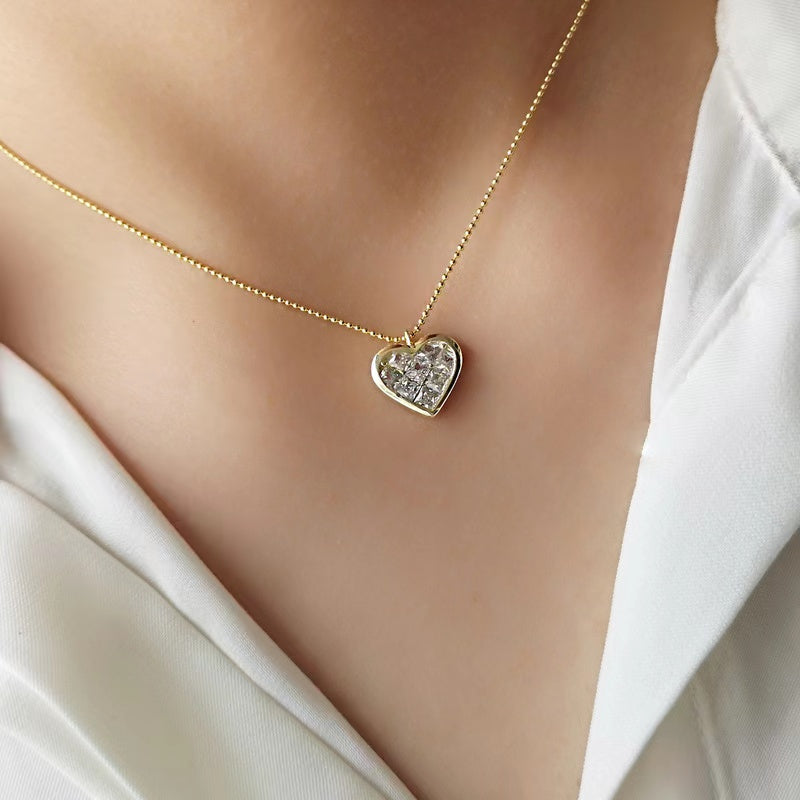 Heart Pendant Zircon Sterling Silver Necklace