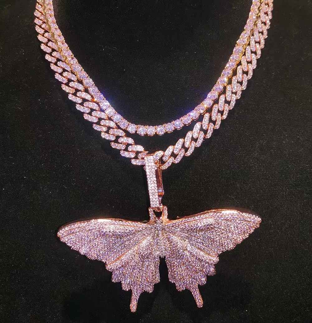 12MM RoseGold Cuban Chain Zircon Necklace