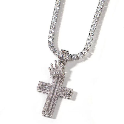 Crown Cross Tennis Necklace