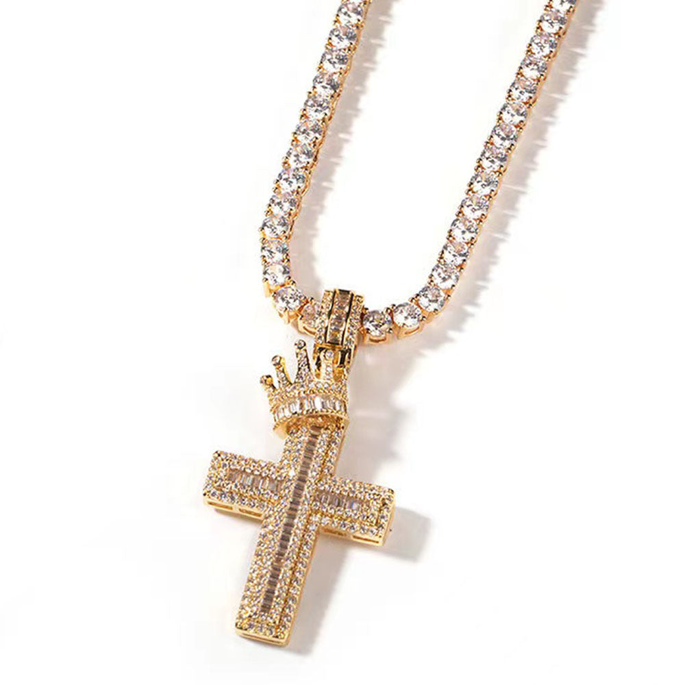 Crown Cross Tennis Necklace