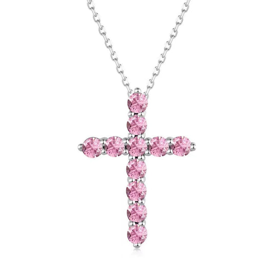 Pink Cross Sterling Silver Necklace