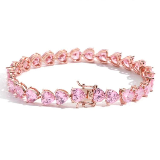 7mm Heart Zircon Tennis Bracelet