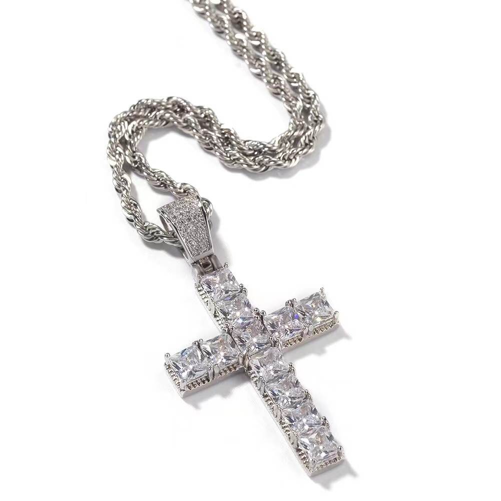 Cross Square Zircon Tennis Necklace