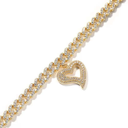 9MM Heart Cuban Anklet