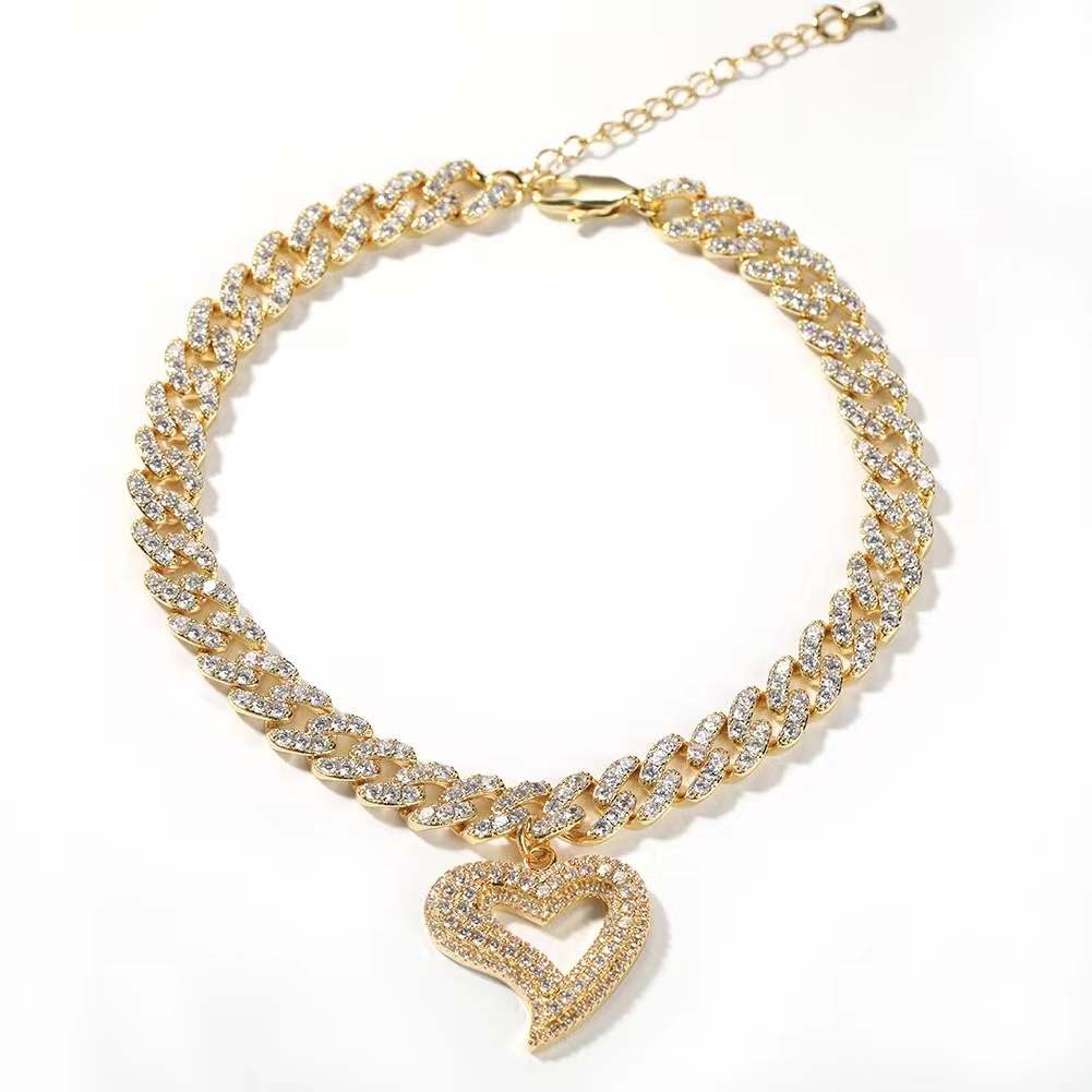 9MM Heart Cuban Anklet