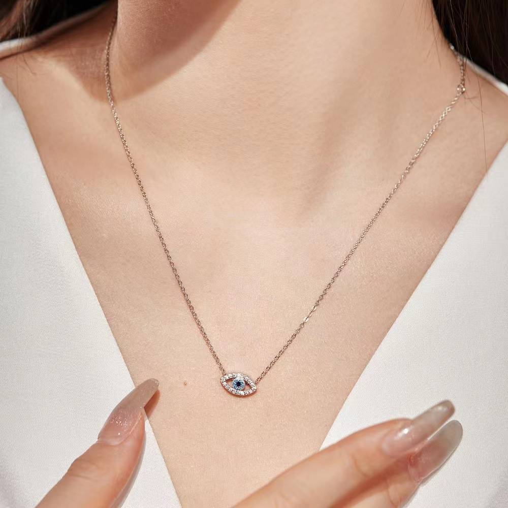 Evil Eye Zircon Sterling Silver Necklace