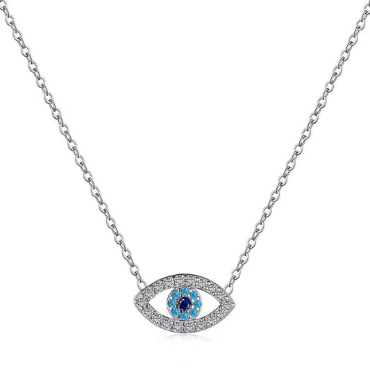 Evil Eye Zircon Sterling Silver Necklace