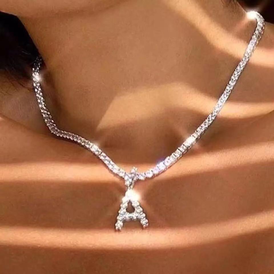 Frosty Initial Tennis Necklace